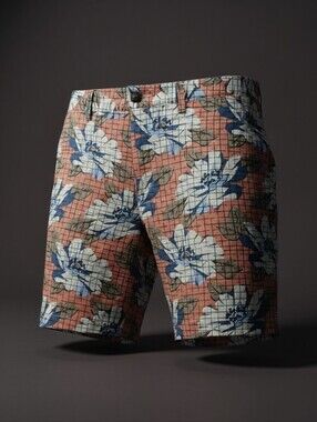 Club Monaco Baxter Fit Linen Blend Floral Print Shorts